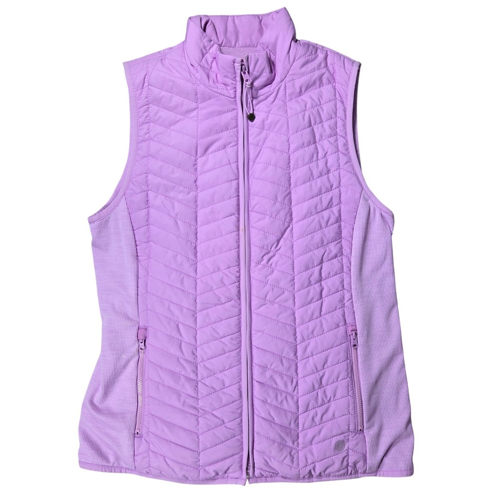 T by Talbots Lavender Quilted Chevron Vest Womens Small Petite Purple Full Zip
